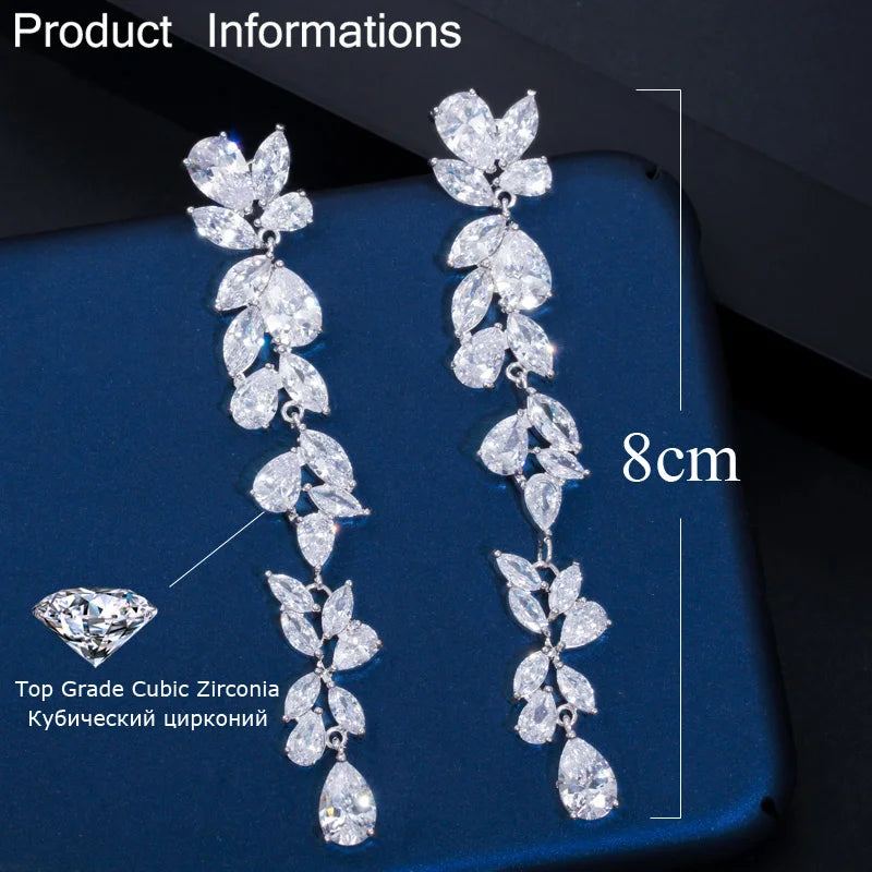 1 Pair Romantic Shiny Water Droplets Plating Inlay Copper Zircon Rhodium Plated Silver Plated Drop Earrings