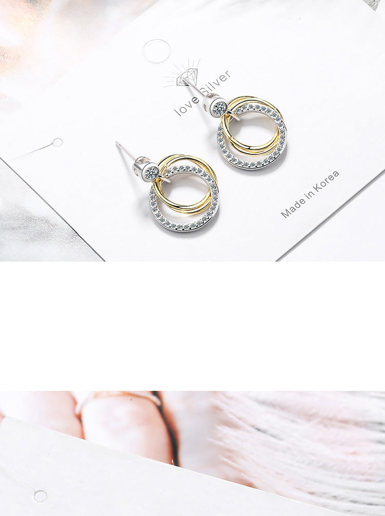 1 Pair Sweet Round Plating Inlay Copper Zircon White Gold Plated Drop Earrings