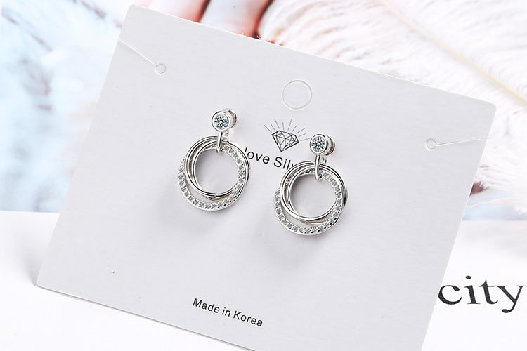 1 Pair Sweet Round Plating Inlay Copper Zircon White Gold Plated Drop Earrings