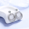 1 Pair Sweet Round Plating Inlay Copper Zircon White Gold Plated Drop Earrings