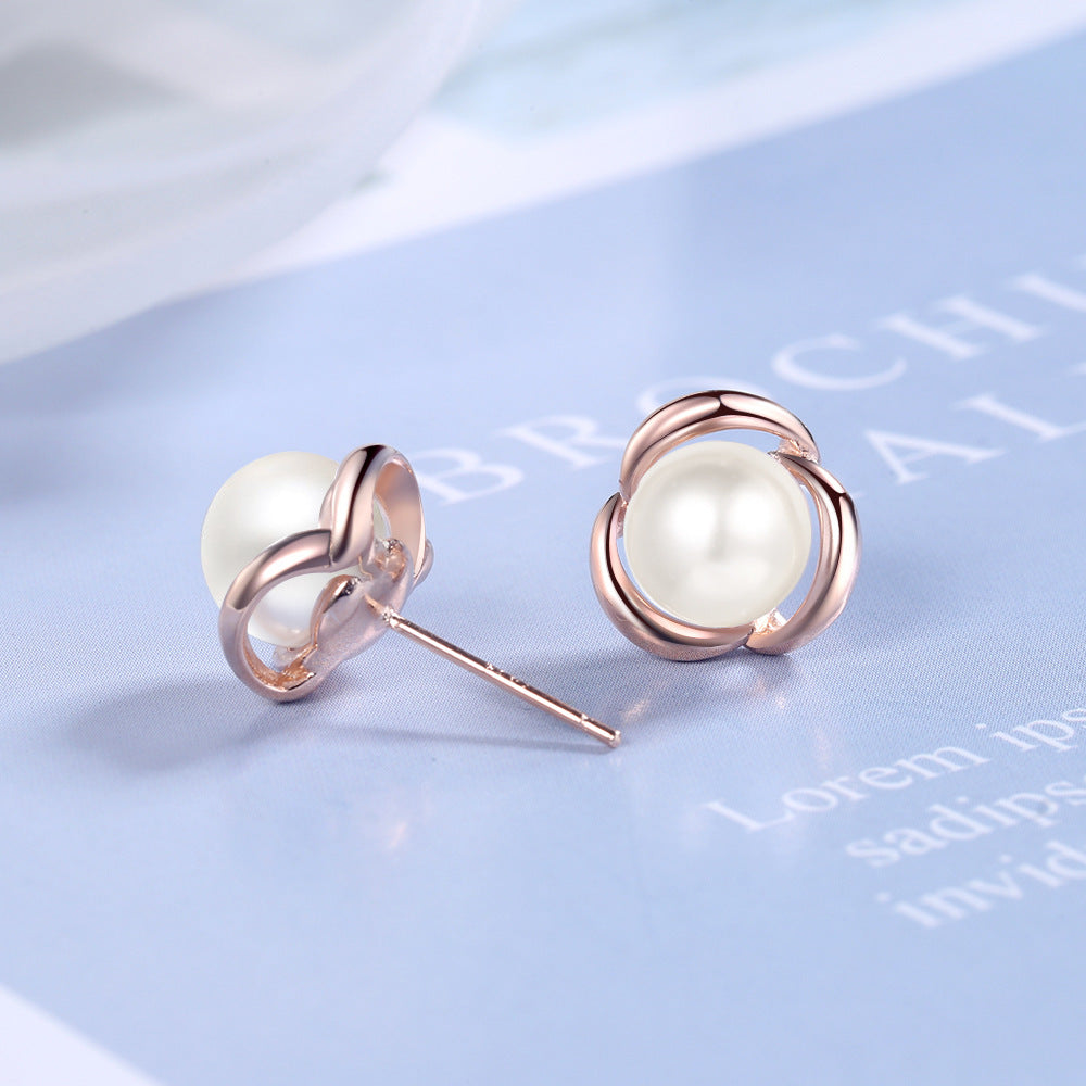 1 Pair Simple Style Geometric Plating Inlay Copper Artificial Pearls Ear Studs