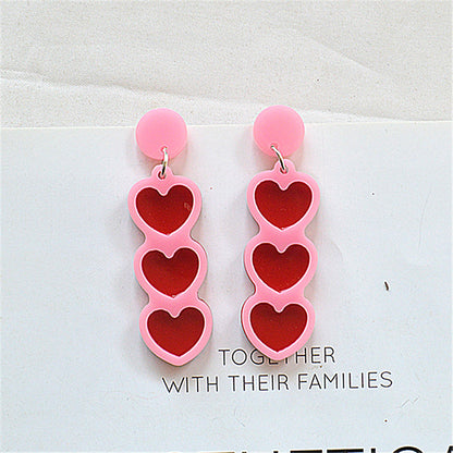 1 Pair Ig Style Casual Letter Heart Shape Butterfly Arylic Metal Drop Earrings