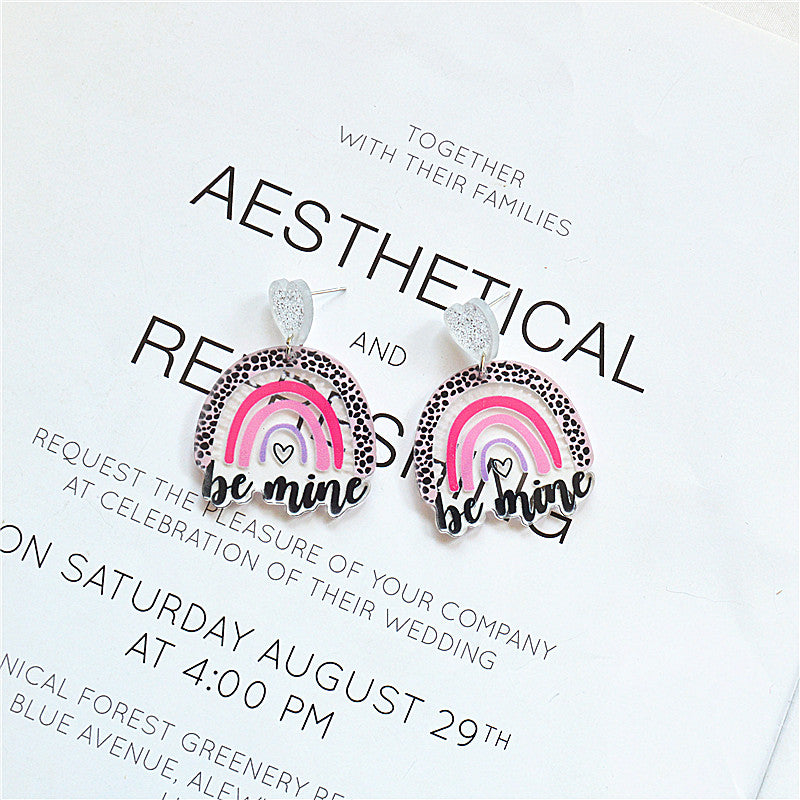 1 Pair Ig Style Casual Letter Heart Shape Butterfly Arylic Metal Drop Earrings