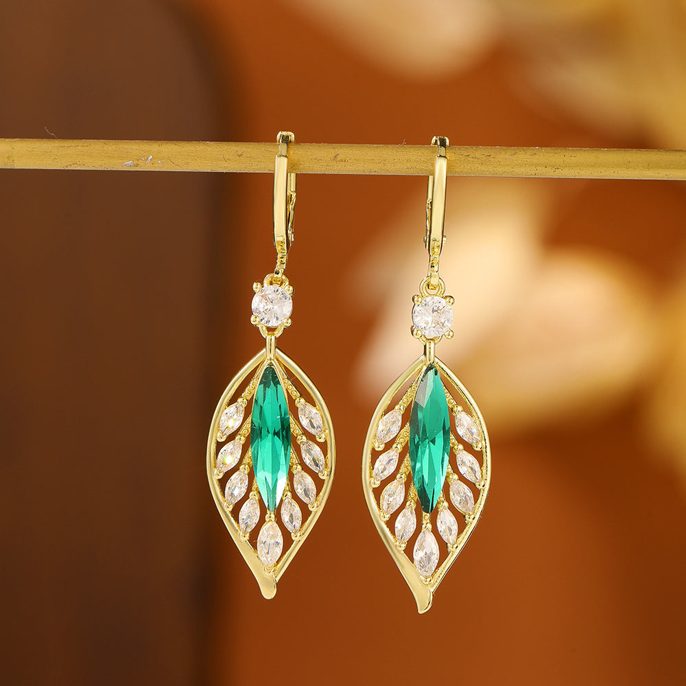 1 Pair Ig Style Water Droplets Plating Hollow Out Inlay Alloy Rhinestones Opal Drop Earrings