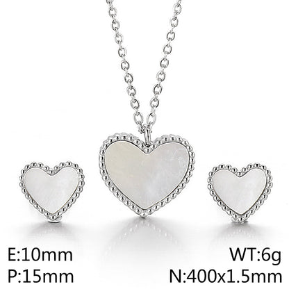 Wholesale Simple Style Heart Shape Titanium Steel Jewelry Set