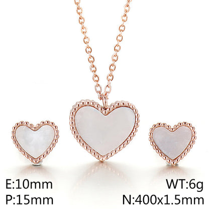 Wholesale Simple Style Heart Shape Titanium Steel Jewelry Set