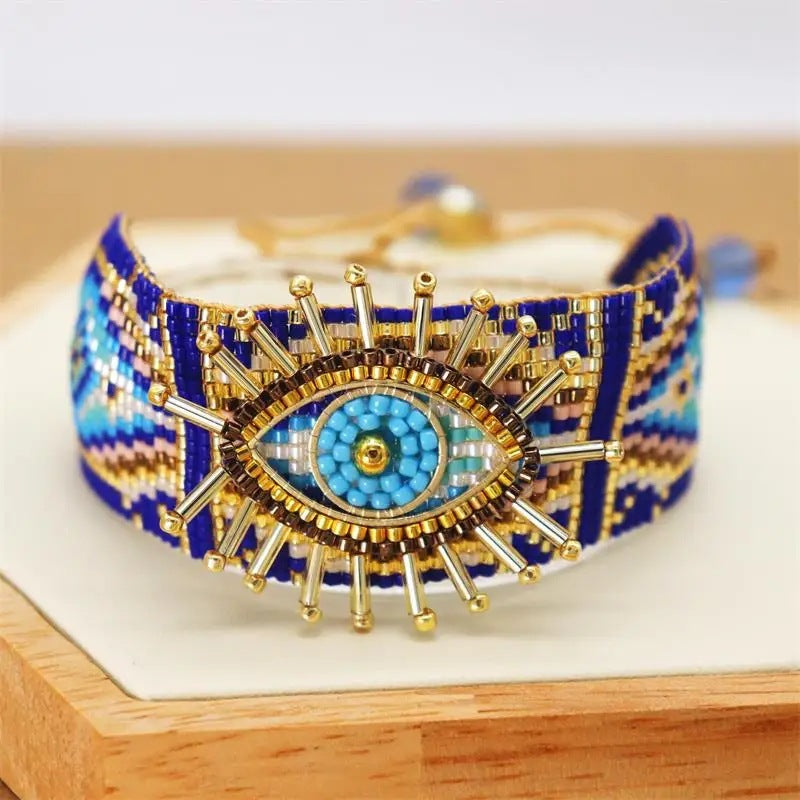 Ig Style Vintage Style Novelty Devil's Eye Glass Knitting Women's Bracelets