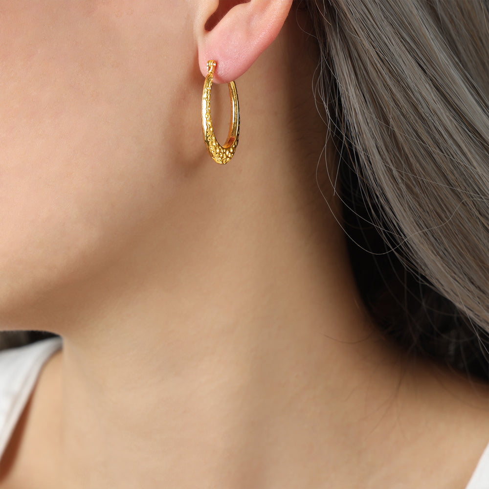 1 Pair Casual Simple Style Solid Color Plating Titanium Steel 18k Gold Plated Hoop Earrings