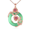 Romantic Rose Copper Plating Inlay Jade Rose Gold Plated White Gold Plated Pendant Necklace