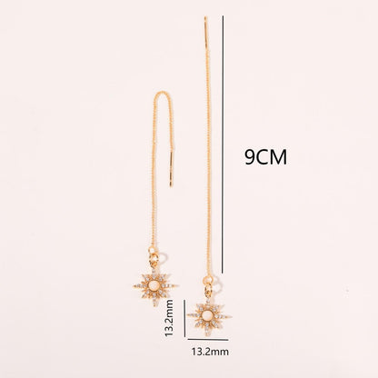 1 Pair Simple Style Star Plating Inlay Copper Zircon 18k Gold Plated Drop Earrings