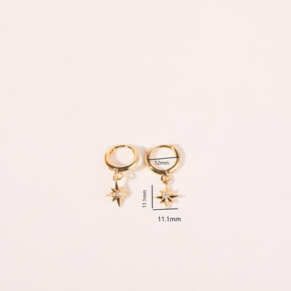 1 Pair Simple Style Star Plating Inlay Copper Zircon 18k Gold Plated Drop Earrings