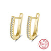 1 Pair Simple Style U Shape Polishing Plating Inlay Sterling Silver Zircon Rose Gold Plated White Gold Plated Earrings