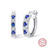 1 Pair Simple Style Solid Color Plating Inlay Sterling Silver Zircon White Gold Plated Earrings