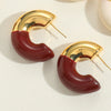 1 Pair Simple Style Commute C Shape Ball Epoxy Plating Brass 18k Gold Plated Ear Studs