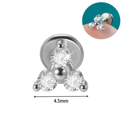 Glam Lady Shiny Heart Shape Stainless Steel Zircon Lip Stud Ear Studs In Bulk