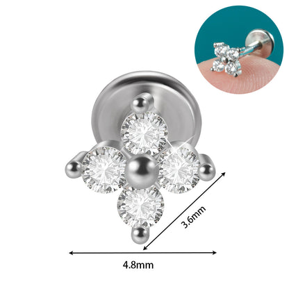 Glam Lady Shiny Heart Shape Stainless Steel Zircon Lip Stud Ear Studs In Bulk