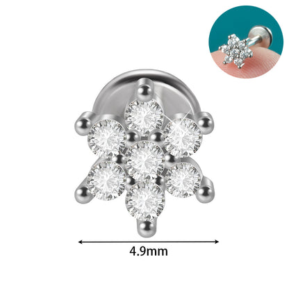 Glam Lady Shiny Heart Shape Stainless Steel Zircon Lip Stud Ear Studs In Bulk