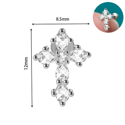 Glam Lady Shiny Heart Shape Stainless Steel Zircon Lip Stud Ear Studs In Bulk