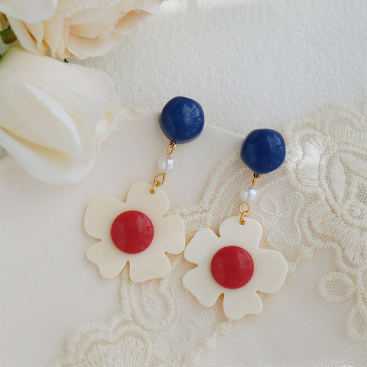 1 Pair Retro Flower Resin Drop Earrings