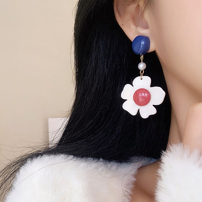 1 Pair Retro Flower Resin Drop Earrings