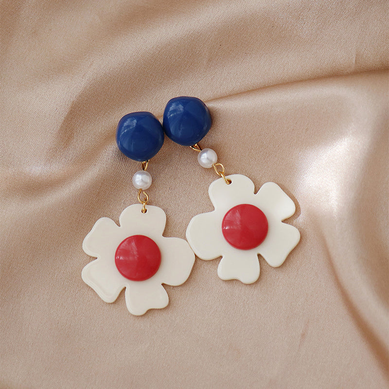 1 Pair Retro Flower Resin Drop Earrings