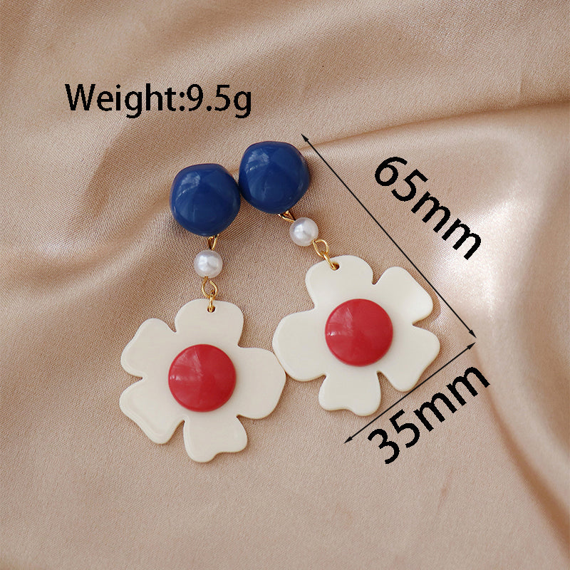 1 Pair Retro Flower Resin Drop Earrings