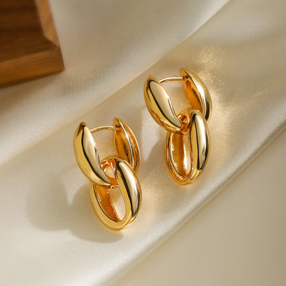 1 Pair Simple Style Commute Geometric Plating Copper 18k Gold Plated Drop Earrings