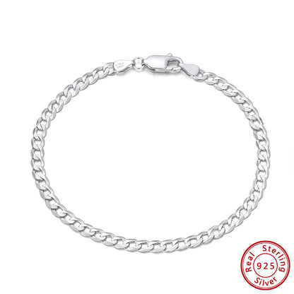 Hip-hop Simple Style Cool Style Solid Color Sterling Silver Plating Chain White Gold Plated Bracelets