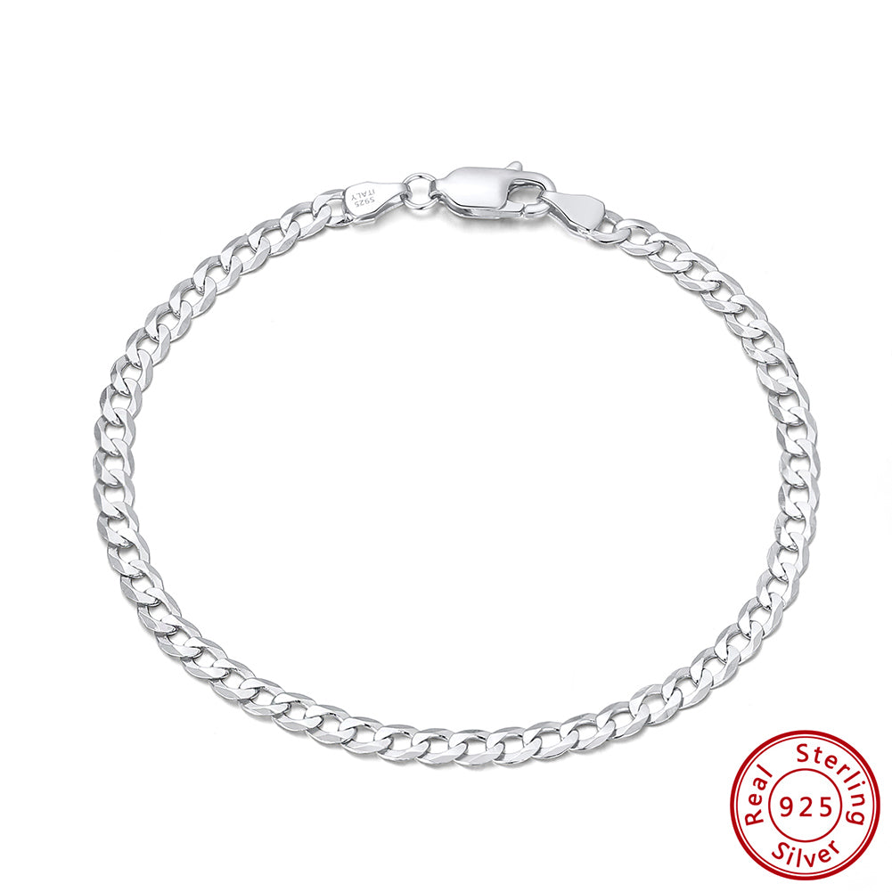 Hip-hop Simple Style Cool Style Solid Color Sterling Silver Plating Chain White Gold Plated Bracelets