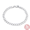 Hip-hop Simple Style Cool Style Solid Color Sterling Silver Plating Chain White Gold Plated Bracelets