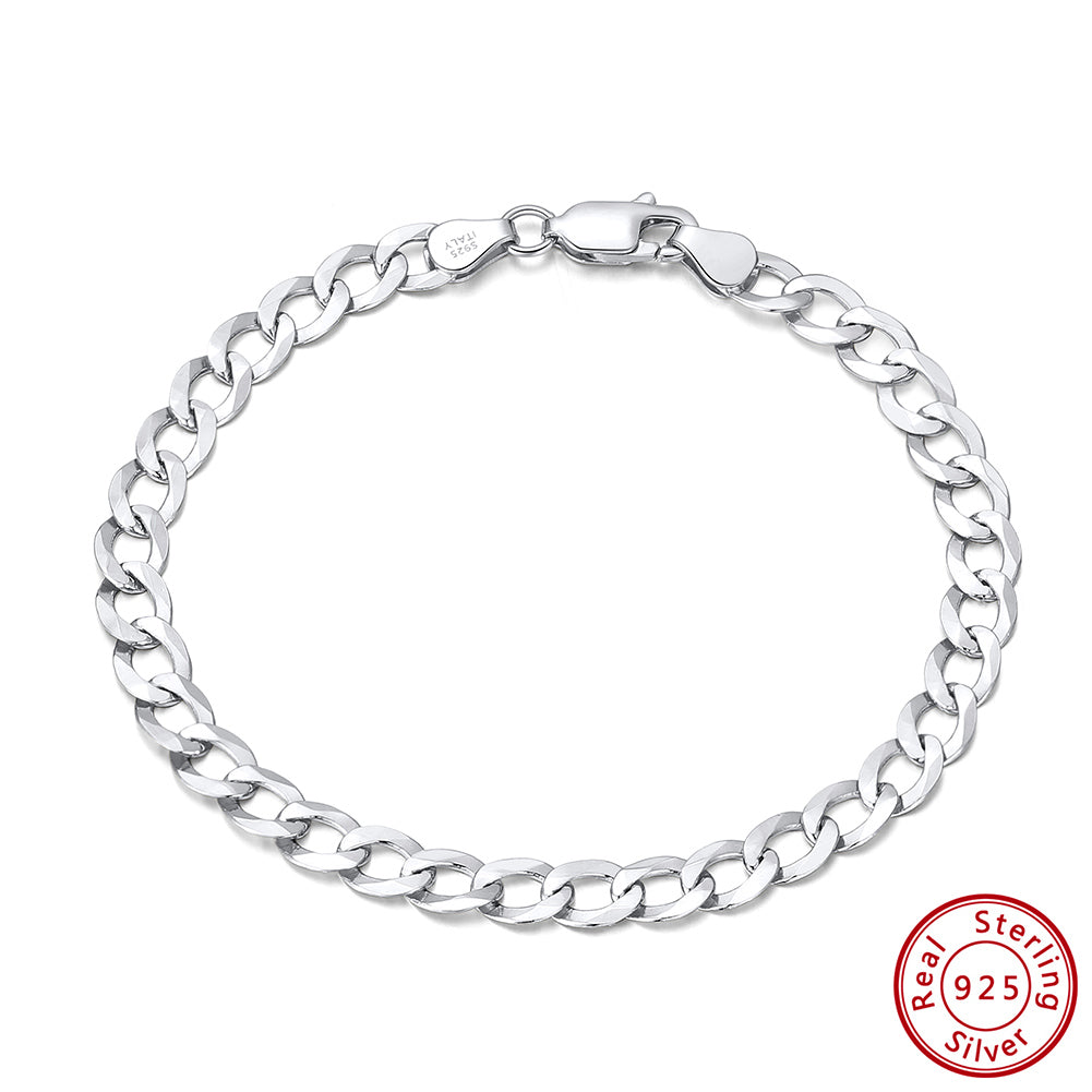 Hip-hop Simple Style Cool Style Solid Color Sterling Silver Plating Chain White Gold Plated Bracelets