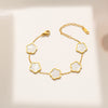 Casual Simple Style Flower Stainless Steel Plating Inlay Shell Gold Plated Bracelets Necklace