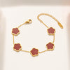 Casual Simple Style Flower Stainless Steel Plating Inlay Shell Gold Plated Bracelets Necklace