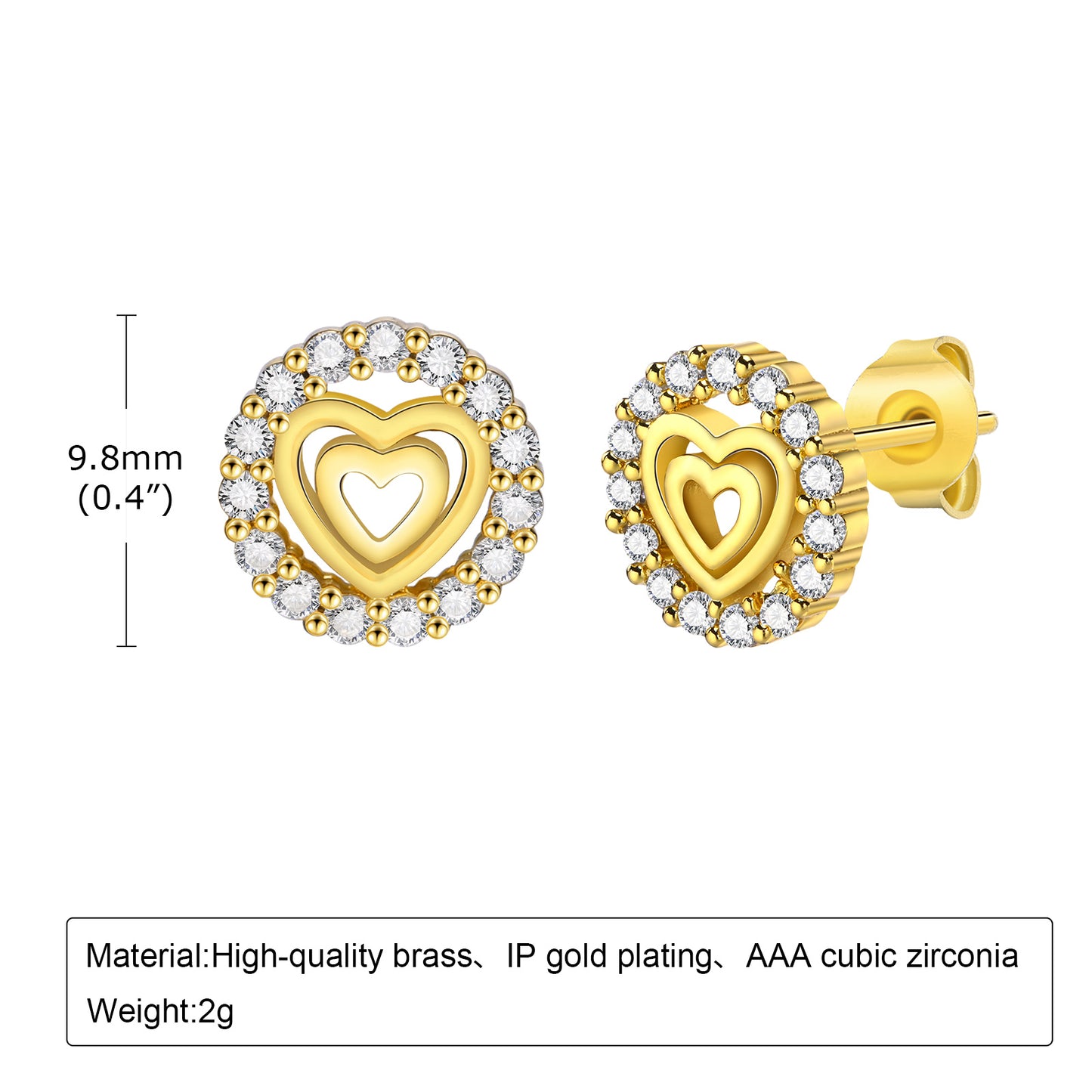 1 Pair Simple Style Animal Star Heart Shape Plating Inlay Stainless Steel Diamond Gold Plated Ear Studs