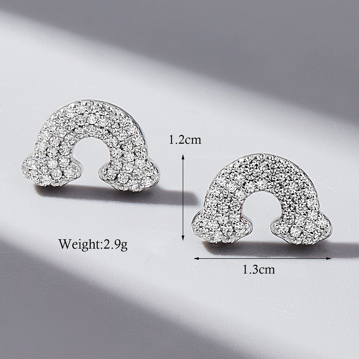 1 Pair Elegant Preppy Style Rainbow Plating Inlay Sterling Silver Zircon White Gold Plated Ear Studs