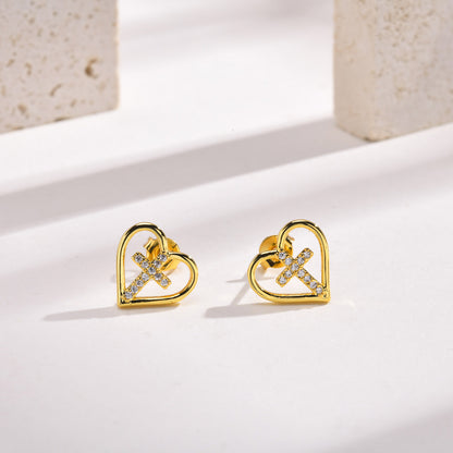 1 Pair Simple Style Animal Star Heart Shape Plating Inlay Stainless Steel Diamond Gold Plated Ear Studs