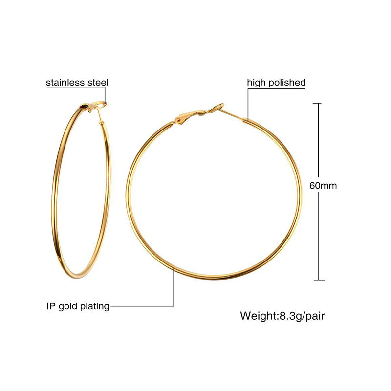 1 Pair Simple Style Geometric Stainless Steel Hoop Earrings