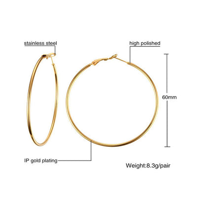 1 Pair Simple Style Geometric Stainless Steel Hoop Earrings