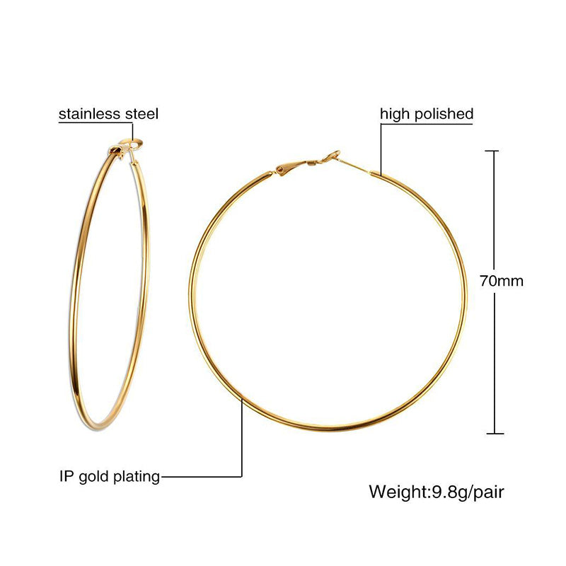 1 Pair Simple Style Geometric Stainless Steel Hoop Earrings