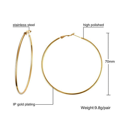 1 Pair Simple Style Geometric Stainless Steel Hoop Earrings