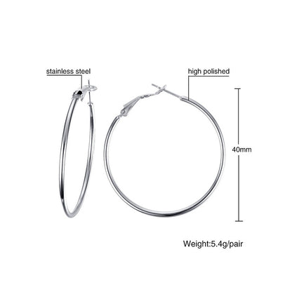 1 Pair Simple Style Geometric Stainless Steel Hoop Earrings