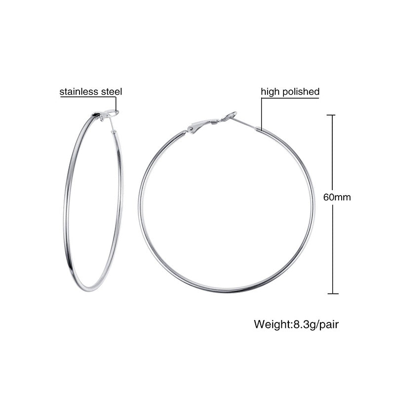 1 Pair Simple Style Geometric Stainless Steel Hoop Earrings