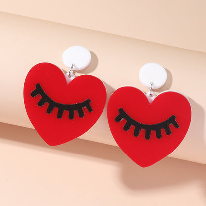 1 Pair Sweet Heart Shape Enamel Arylic Earrings