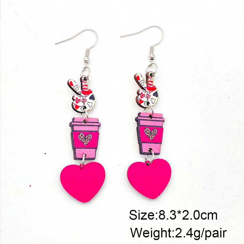 1 Pair Cute Lady Geometric Boots Wood Earrings