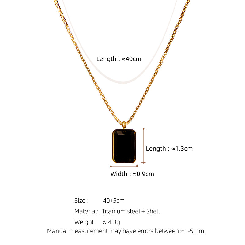 Simple Style Square Titanium Steel Plating Pendant Necklace