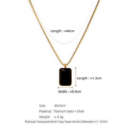 Simple Style Square Titanium Steel Plating Pendant Necklace