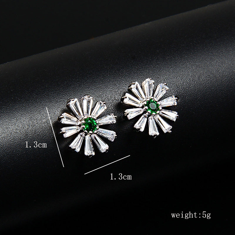 1 Pair Simple Style Daisy Plating Inlay Copper Zircon 18k Gold Plated Ear Studs