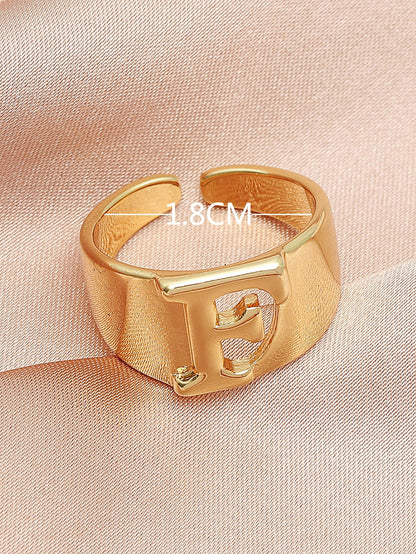 Casual Simple Style Letter Alloy Plating Women's Open Rings