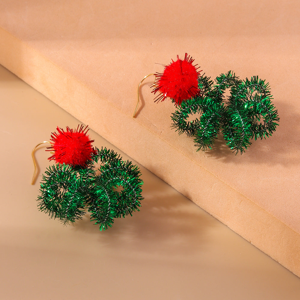 1 Pair Christmas Wreath Alloy Drop Earrings