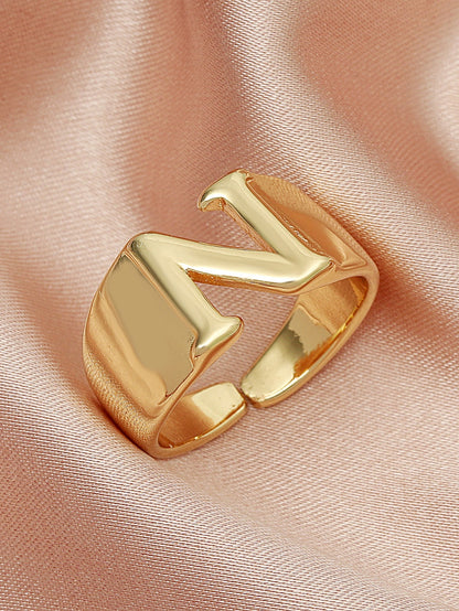 Casual Simple Style Letter Alloy Plating Women's Open Rings